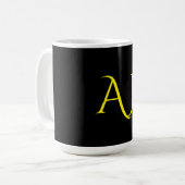 Attraktives Monogramm Gelb Schwarz Modern Minimali Kaffeetasse (Vorderseite Links)
