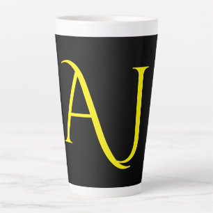 Attraktives Monogramm Gelb Schwarz Modern Minimali Milchtasse