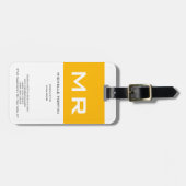 Attraktives Monogramm Gelb Weiß Gepäckanhänger (Vorderseite horizontal)