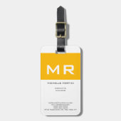 Attraktives Monogramm Gelb Weiß Gepäckanhänger (Vorderseite vertikal)