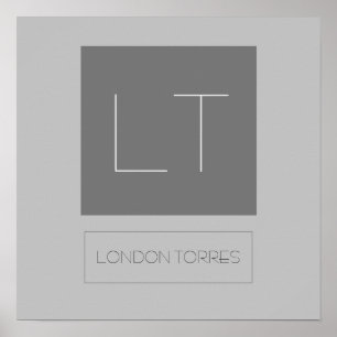 Attraktives Monogramm Grau Einfach Poster