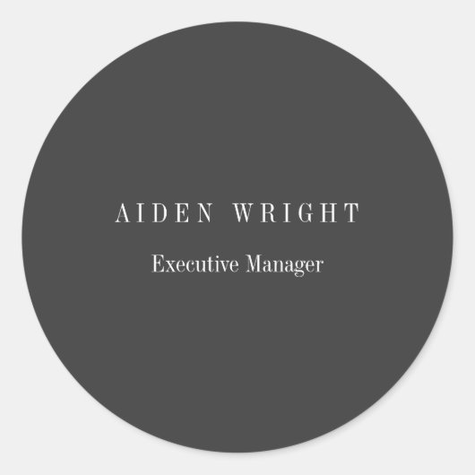 Attraktives Schwarzes Klassisches Minimalistisch Runder Aufkleber (Vorderseite)