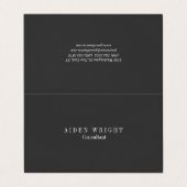 Attraktives Schwarzes Klassisches Minimalistisch Visitenkarten (Außenseite Aufgefaltet)