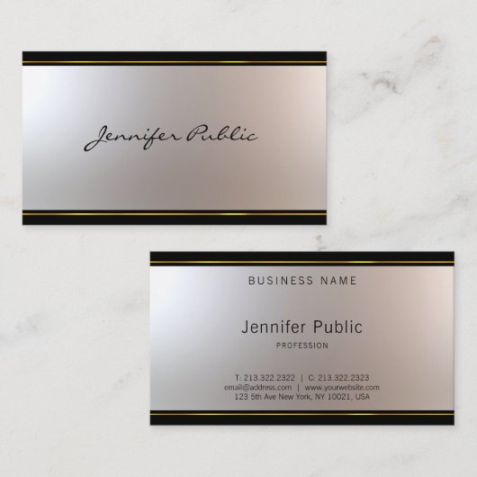 Attraktives Script Modernes Design Glamour Schlich Visitenkarte (Vorne/Hinten)