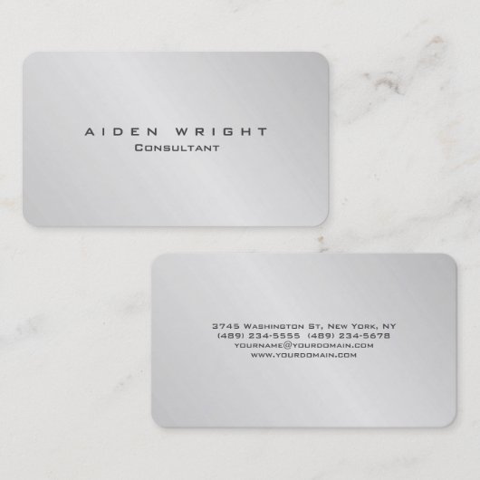 Attraktives Silver Gray Stilvoll Moderne Minimalis Visitenkarte (Vorne/Hinten)