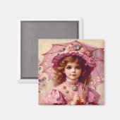 ~ Attraktives Vintages Mädchen ~ Parasol ~ Magnet (Vorderseite/Rückseite)