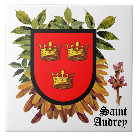 Attribute Arms of St Audrey (Etheldreda) on Ash - Fliese (Vorderseite)