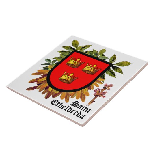 Attribute Arms of St Etheldreda (Audrey) on Ash - Fliese (Seite)