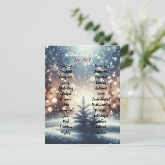Attribute der Weihnachts-Wintertage Gottes Postkarte (Stehend Vorderseite)