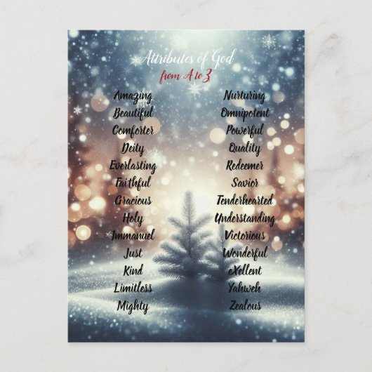 Attribute der Weihnachts-Wintertage Gottes Postkarte (Vorderseite)