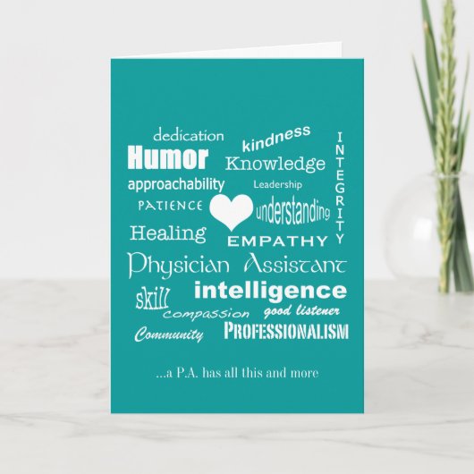 Attribute des Arztes/weißer Text Dankeskarte (Vorderseite)