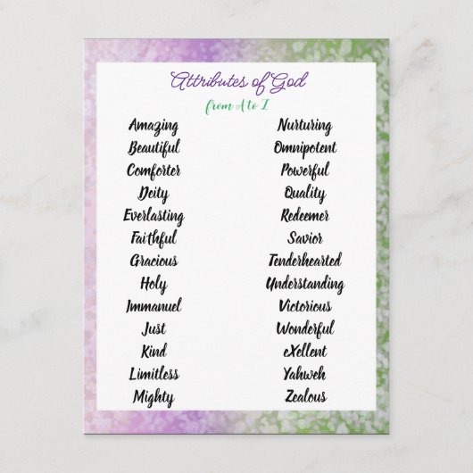 Attribute Gottes von A bis Z Einschließungskarte Begleitkarte (Vorderseite)