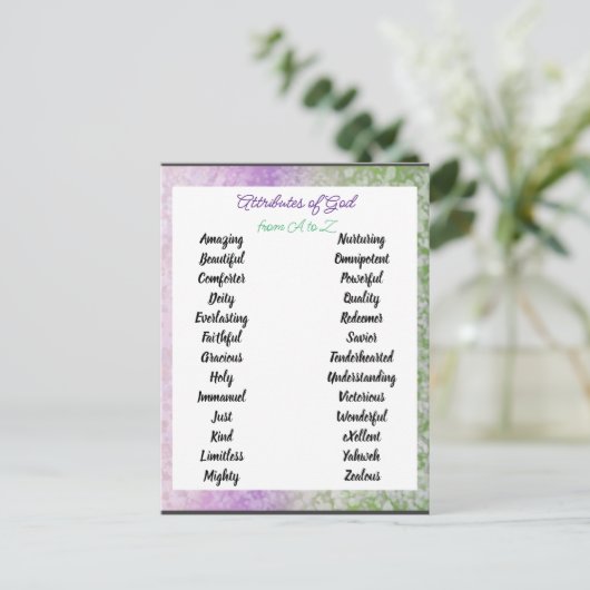 Attribute Gottes von A bis Zed Postkarte (Stehend Vorderseite)