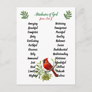 Attribute Gottes Weihnachtsvögel und Zweige Postkarte