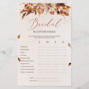 Atum Blume Marigold Bridal Scattergories Game