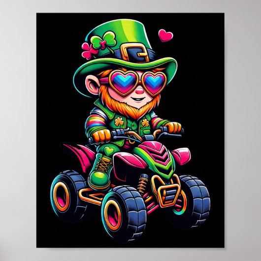 Atv 4 Wheeler Leprechaun Kinder Mens Womens St Pat Poster (Vorne)