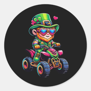 Atv 4 Wheeler Leprechaun Kinder Mens Womens St Pat Runder Aufkleber