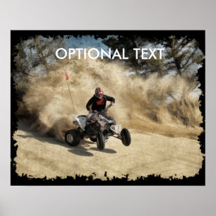 ATV auf der Straße in Staubwolke mit Kanten Poster