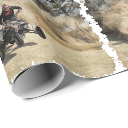 ATV auf Schotterweg in der Staub-Wolke w/Edges Geschenkpapier (Rolleneckpunkt)