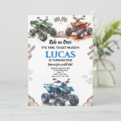 ATV Quad Bike Birthday Party Einladung (Stehend Vorderseite)