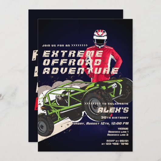 ATV UTV Offroad Abenteuer Extreme Sports Car Club Einladung (Vorne/Hinten)