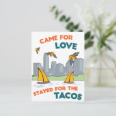 ATX: Kam für Liebe/Bleibe für Tacos Postkarte (Stehend Vorderseite)