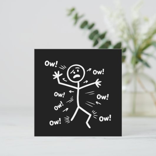 Au Au Au Comedy-Stick-Figur Lustiger Chronischer S Einladung (Stehend Vorderseite)