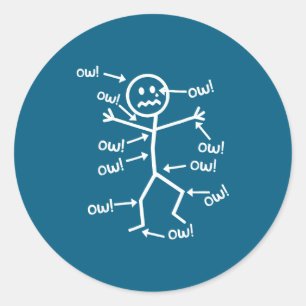 Au Au Au Comedy-Stick-Figur Lustiger Chronischer S Runder Aufkleber