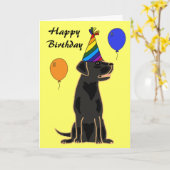AU - Black Labrador Birthday Card Karte (Gelbe Blume)