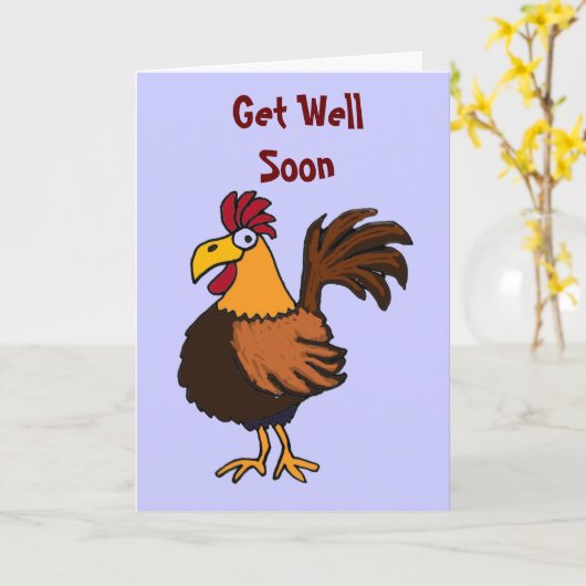 AU - Funny Rooster Get Well Card Karte (Gelbe Blume)