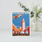 Au Maroc Par Avion Vintage Poster 1930 Postkarte (Stehend Vorderseite)
