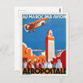 Au Maroc Par Avion Vintage Poster 1930 Postkarte (Vorne/Hinten)