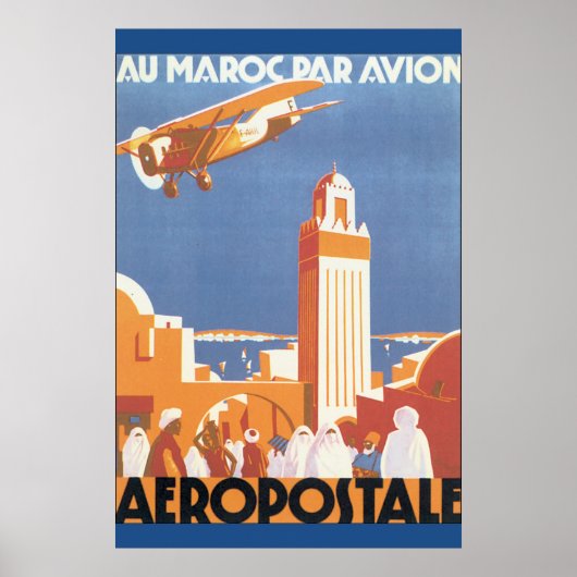 Au Maroc Par Avion Vintage Travel Poster (Vorne)