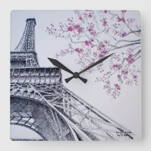 Au printemps quadratische wanduhr