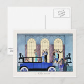Au Revoir, 1920 Art Deco Illustration Postkarte (Vorne/Hinten)