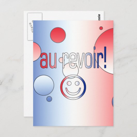 Au Revoir! Pop Art: Französisch-Flaggen Postkarte (Vorne/Hinten)