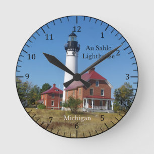 Au Sable Leuchtturm-Uhr Runde Wanduhr