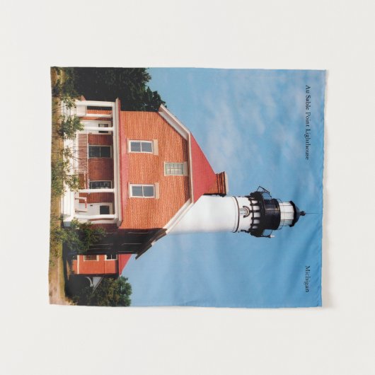 Au Sable Point Lighthouse hoch Wandteppich (Vorderseite (Horizontal))