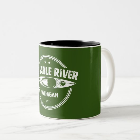 Au Sable River Michigan Kayaking Zweifarbige Tasse (VorderseiteRechts)
