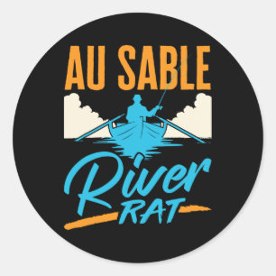 Au Sable River Rat Flossfahrt Kanufahren Angeln Bo Runder Aufkleber