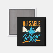 Au Sable River Rat Rafting Canoeing Fishing Boatin Magnet (Vorderseite/Rückseite)