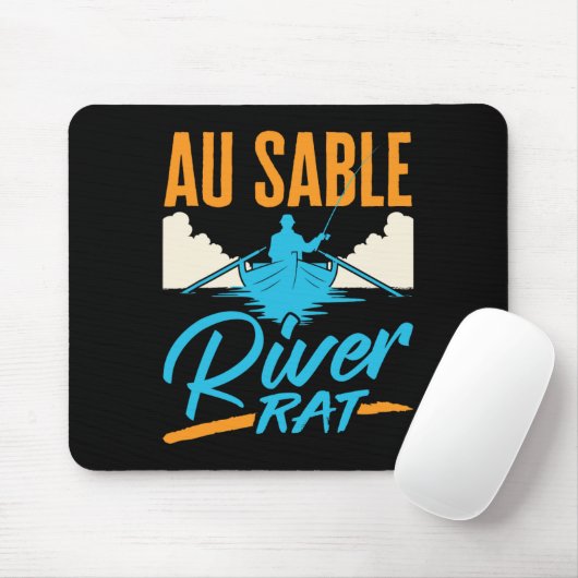 Au Sable River Rat Rafting Canoeing Fishing Boatin Mousepad (Mit Mouse)