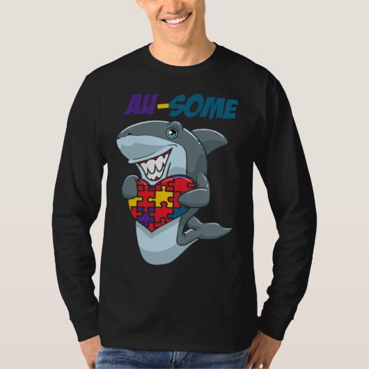 Au Some Shark Awesome Autistic Puzzle Autism Aware T-Shirt (Vorderseite)