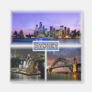 AU Sydney by Night - Opera House - Bour Bridge Magnet