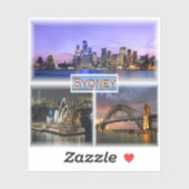 AU Sydney by Night - Opernhaus - Bour Bridge Aufkleber (Blatt)