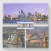 AU Sydney by Night - Opernhaus - Bour Bridge Steinuntersetzer (Vorderseite)