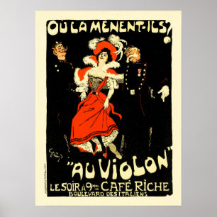 AU VIOLON zu ihrem Violin Café Riche Vintag Paris Poster