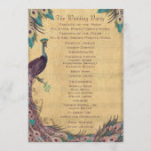 Aubergine-Aquamarin-alters Pfau-Hochzeitsprogramm Programm (Rückseite)