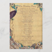 Aubergine-Aquamarin-Vintage-Pfau-Hochzeitsprogramm Programm (Rückseite)