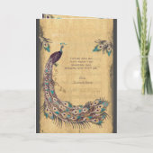 Aubergine-Aquavintage-Pfau-Hochzeitsprogramm Programm (Rückseite)
